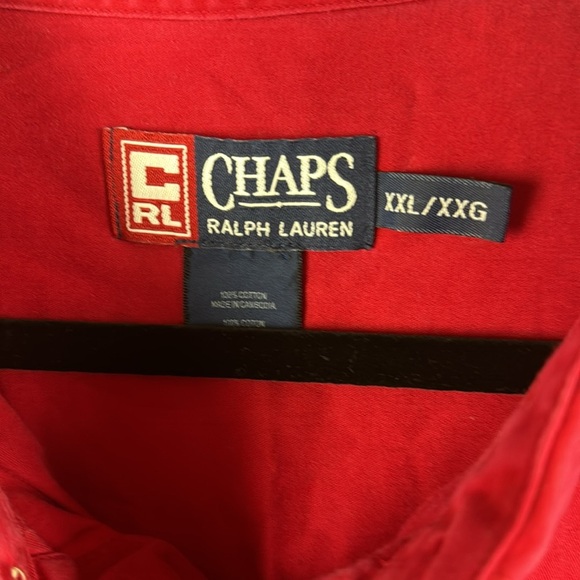 CHAPS RL Red 100% cotton long sleeves EUC button down extra buttons XXL - Picture 2 of 8